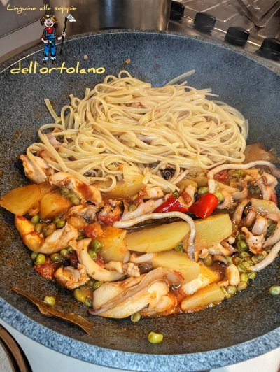 LINGUINE in padella dell'ortolano. 